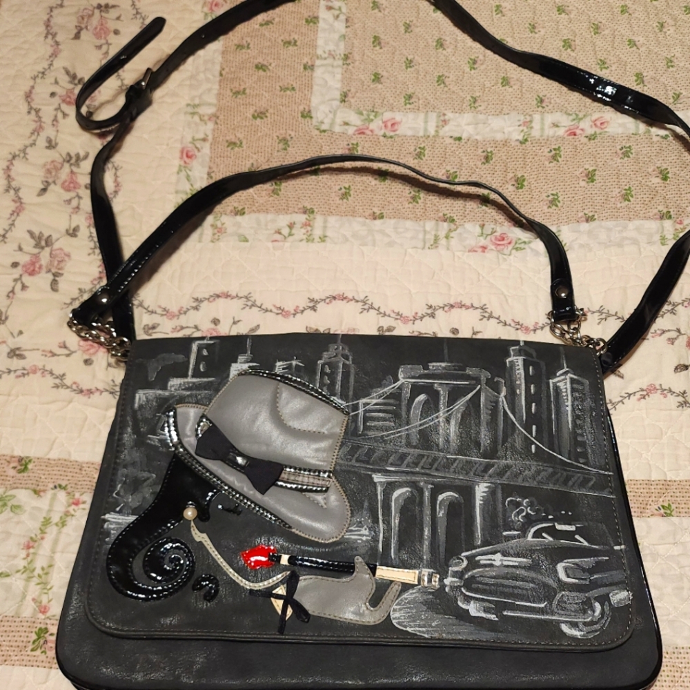 Braccialini Designer Grey Bag Applique Noir Woman City Detective. Prelov…